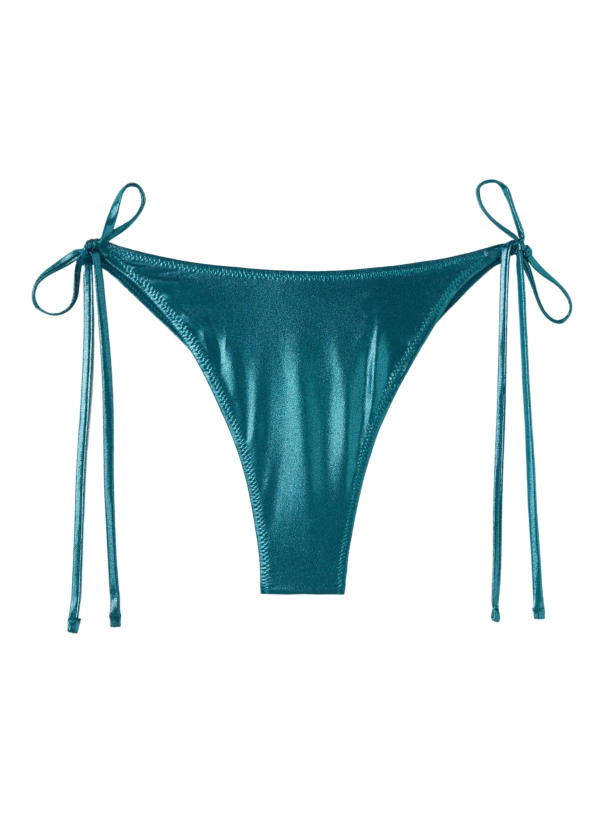 Calcinha De Biquíni Brasileira Com Amarração Metallic Skin - Azul