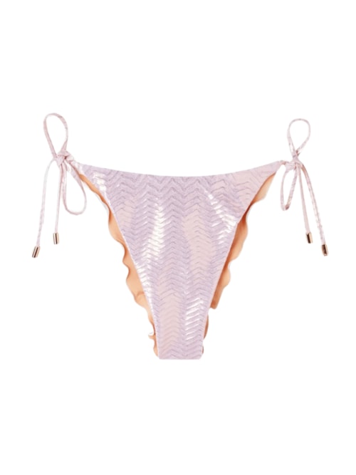 Calcinha De Biquíni Brasileira Com Amarração Metallic Skin - Rosa