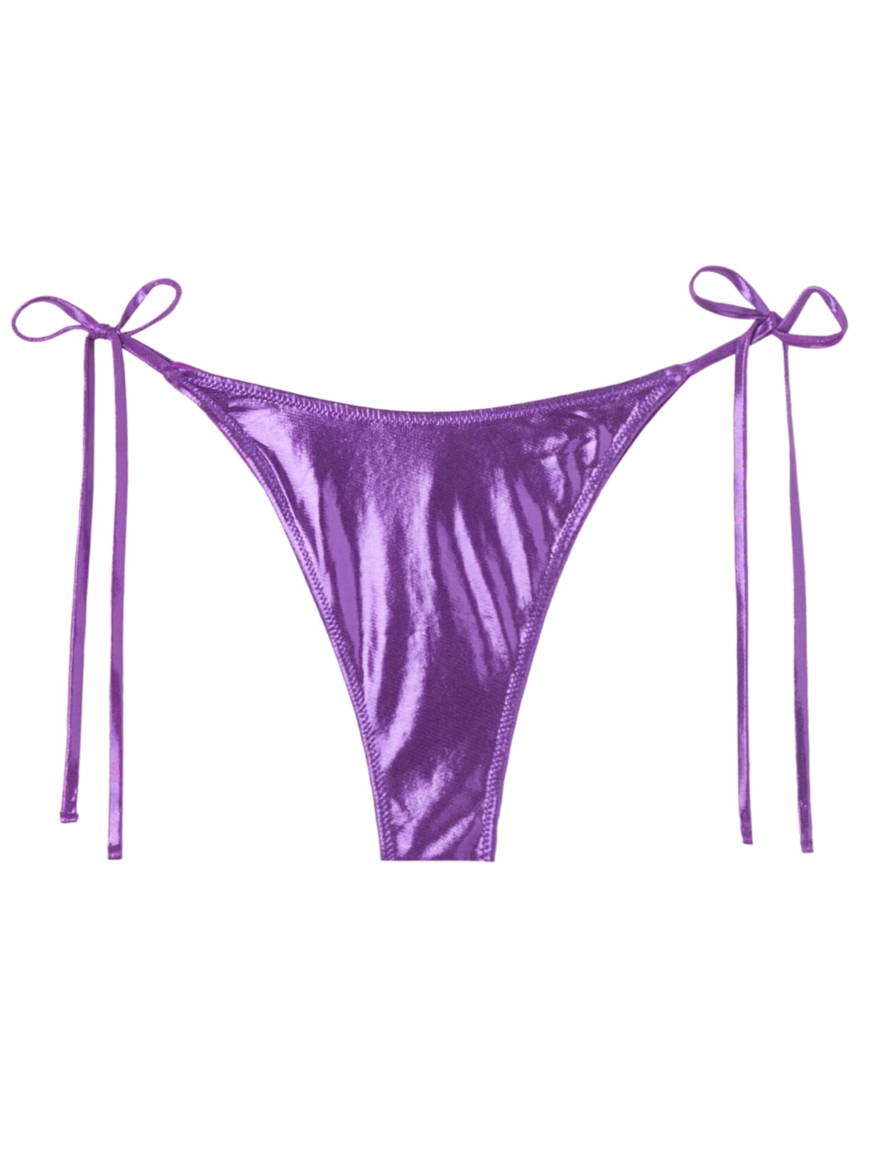Calcinha De Biquíni Brasileira Com Amarração Metallic Skin - Roxo