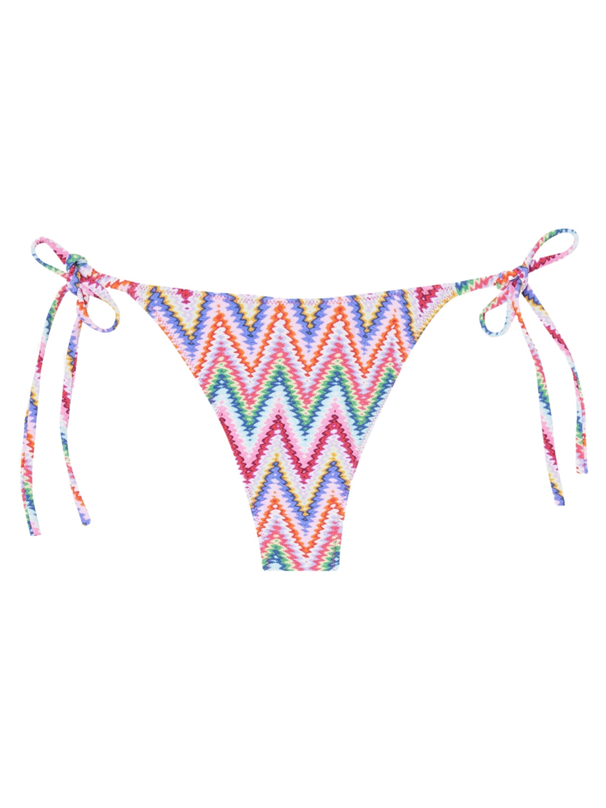Calcinha De Biquíni Brasileira Com Amarração Multicolor Chevron - Rosa