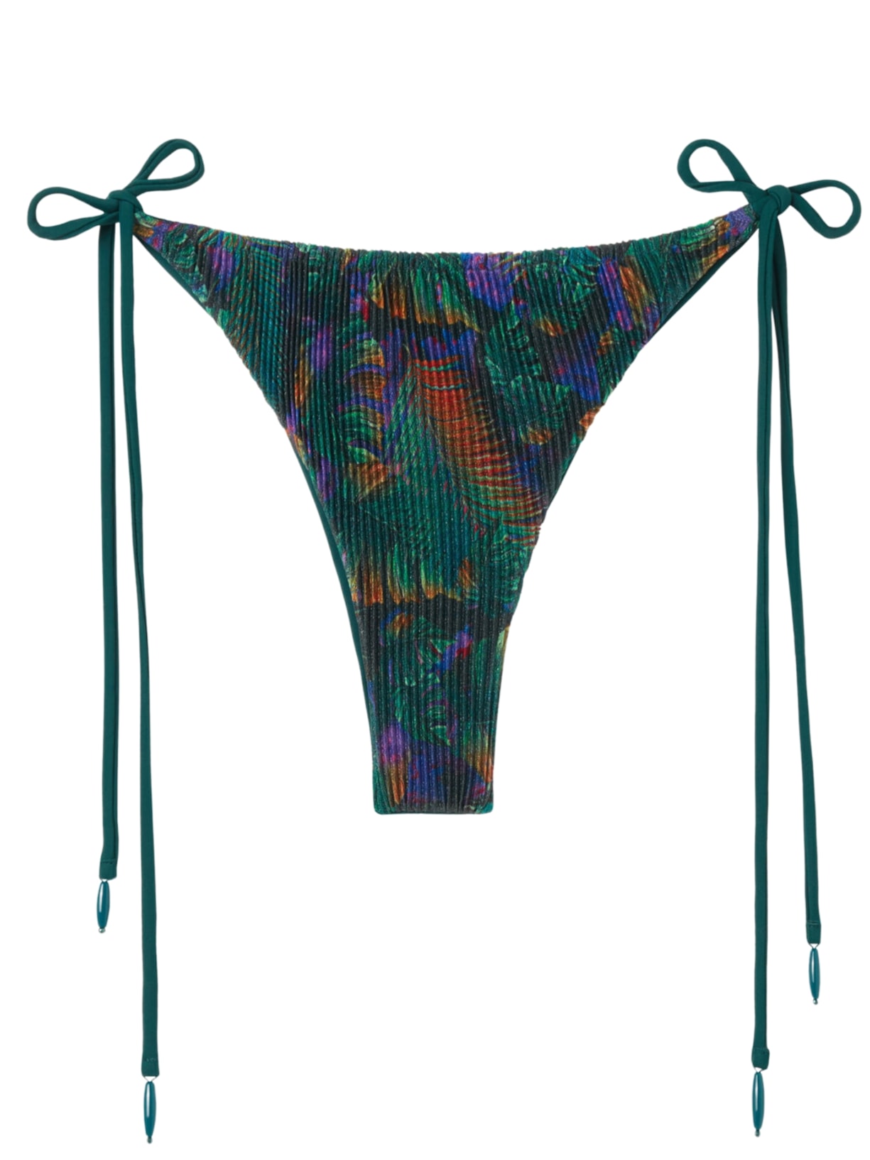 Calcinha De Biquíni Brasileira Com Amarração Night Foliage - Verde