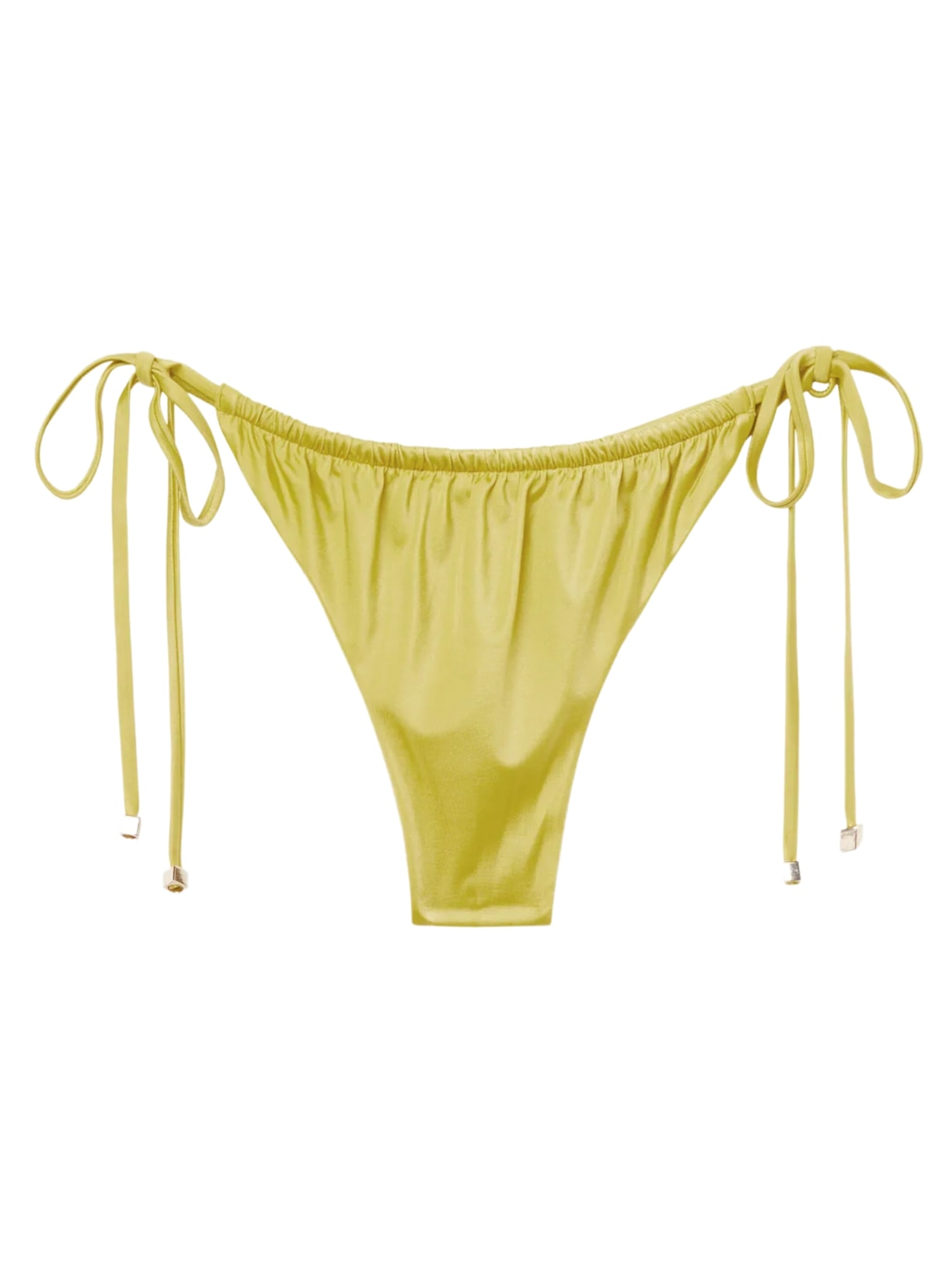 Calcinha De Biquíni Brasileira Com Amarração Shiny Satin - Amarelo