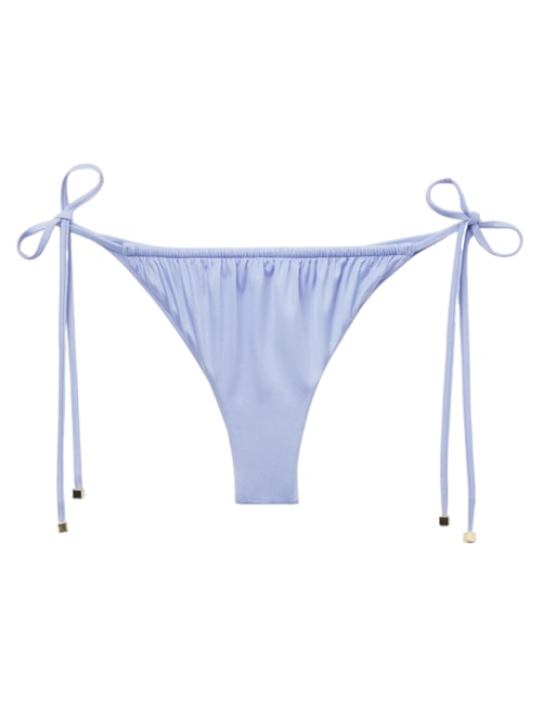 Calcinha De Biquíni Brasileira Com Amarração Shiny Satin - Azul