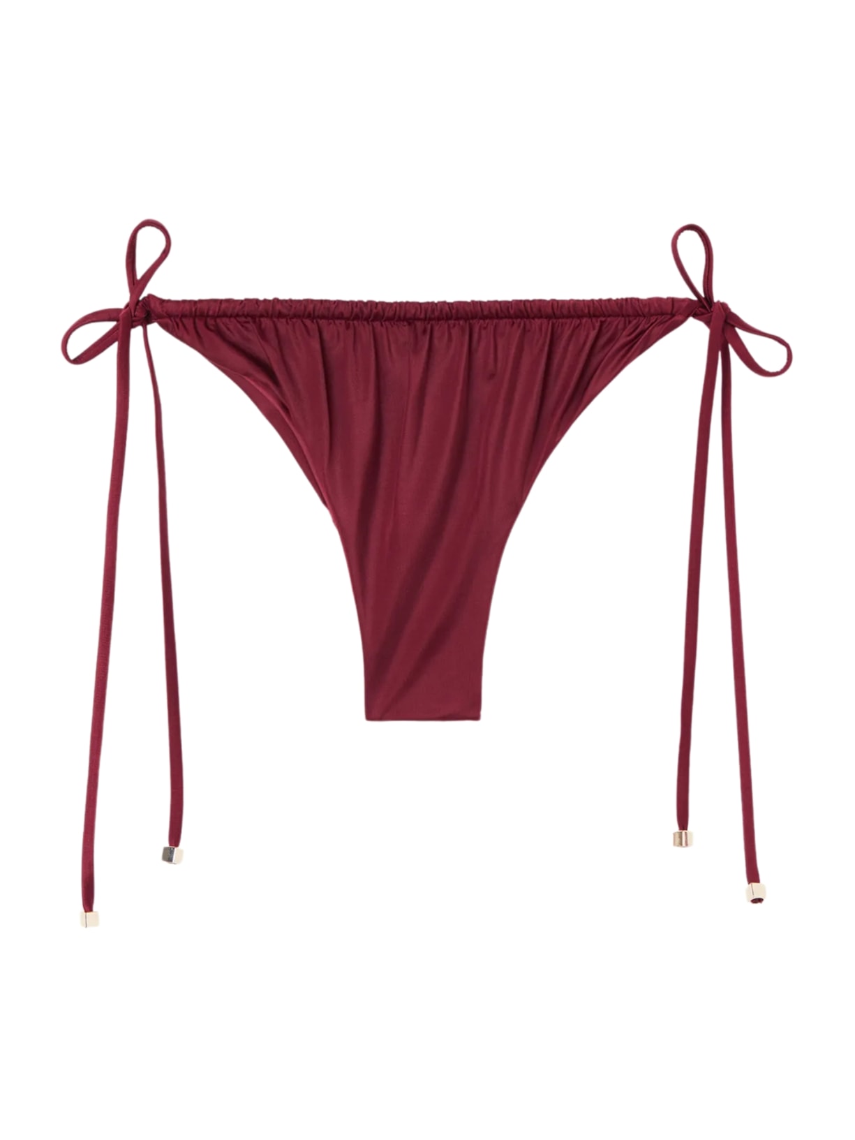 Calcinha De Biquíni Brasileira Com Amarração Shiny Satin - Bordô