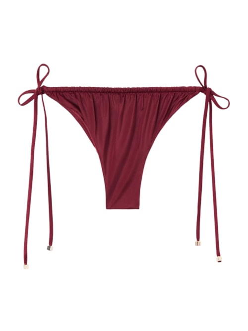 Calcinha De Biquíni Brasileira Com Amarração Shiny Satin - Bordô