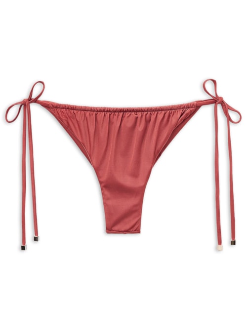 Calcinha De Biquíni Brasileira Com Amarração Shiny Satin - Laranja