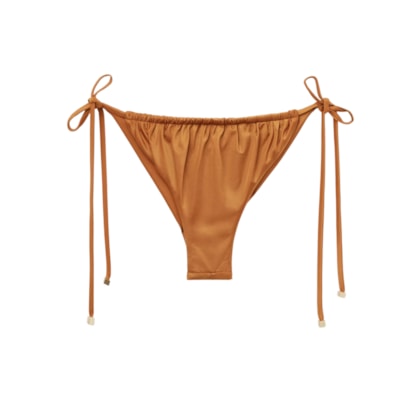 Calcinha De Biquíni Brasileira Com Amarração Shiny Satin - Marrom