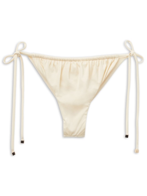 Calcinha De Biquíni Brasileira Com Amarração Shiny Satin - Off-White