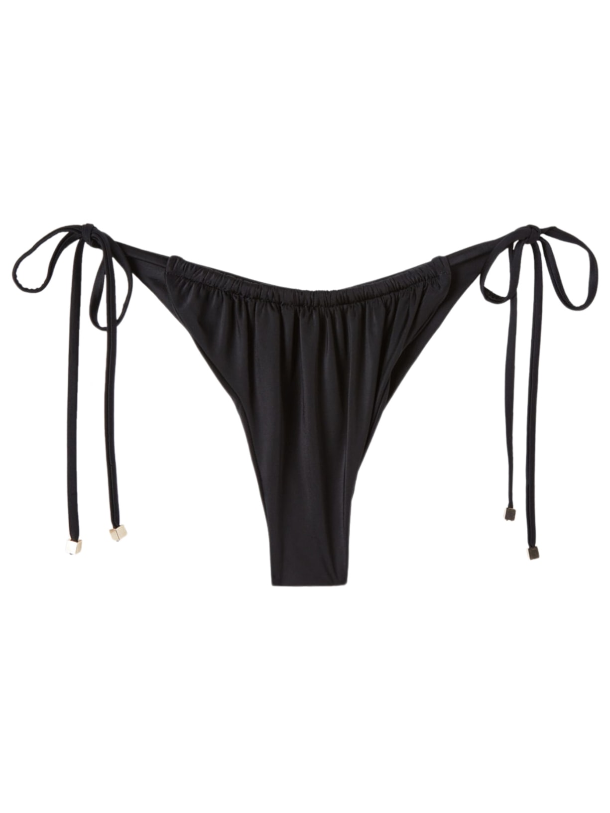 Calcinha De Biquíni Brasileira Com Amarração Shiny Satin - Preto