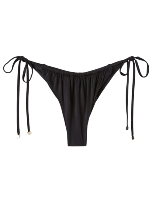 Calcinha De Biquíni Brasileira Com Amarração Shiny Satin - Preto