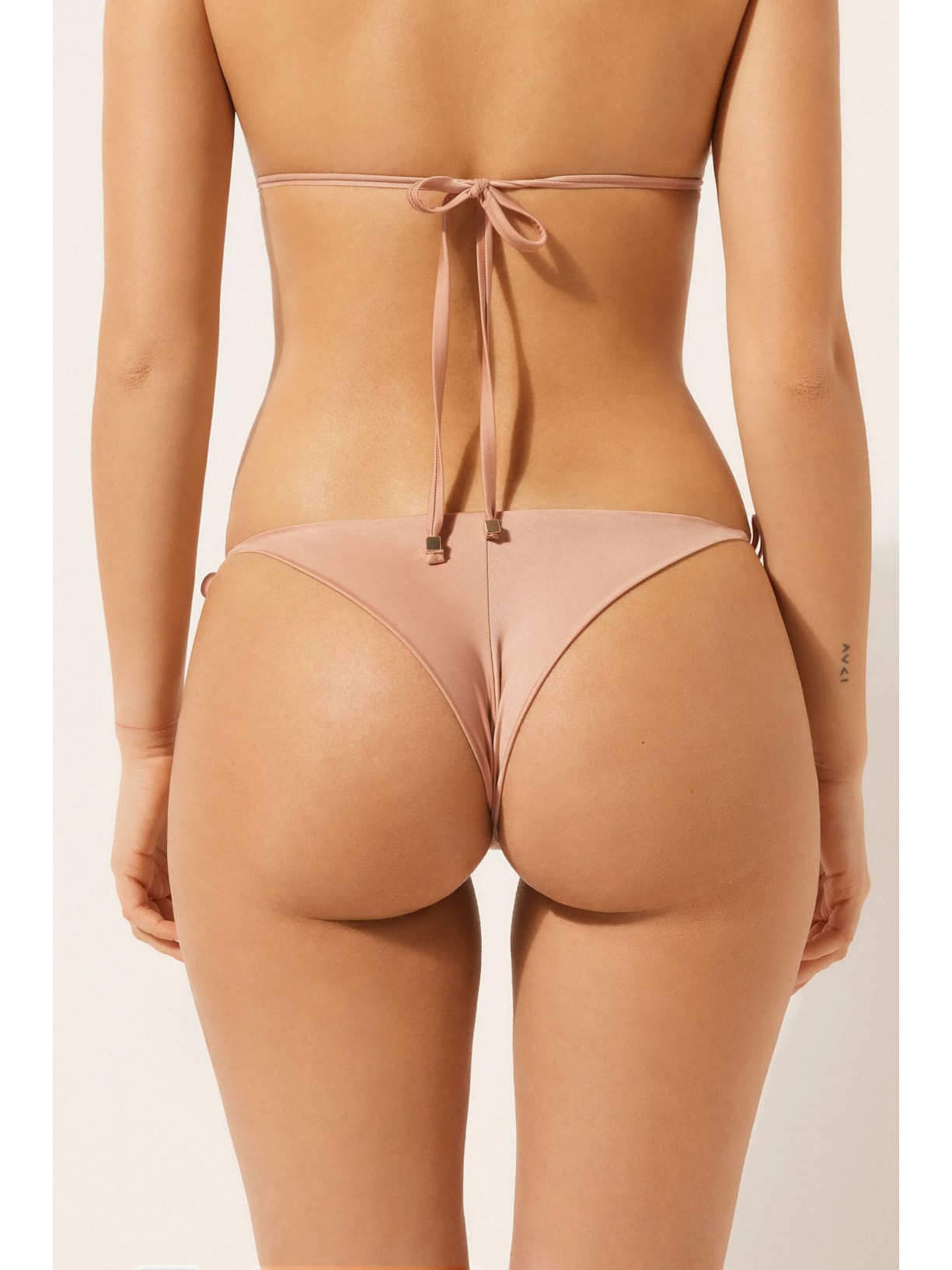 Calcinha De Biquíni Brasileira Com Amarração Shiny Satin Rosa Calzedonia