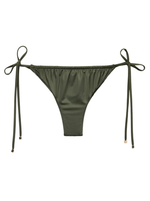 Calcinha De Biquíni Brasileira Com Amarração Shiny Satin - Verde