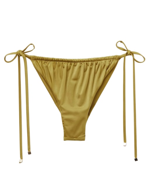 Calcinha De Biquíni Brasileira Com Amarração Shiny Satin - Verde