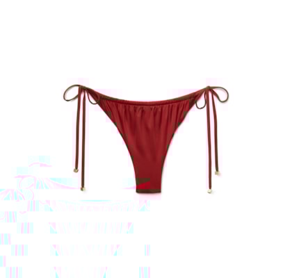 Calcinha De Biquíni Brasileira Com Amarração Shiny Satin - Vermelho
