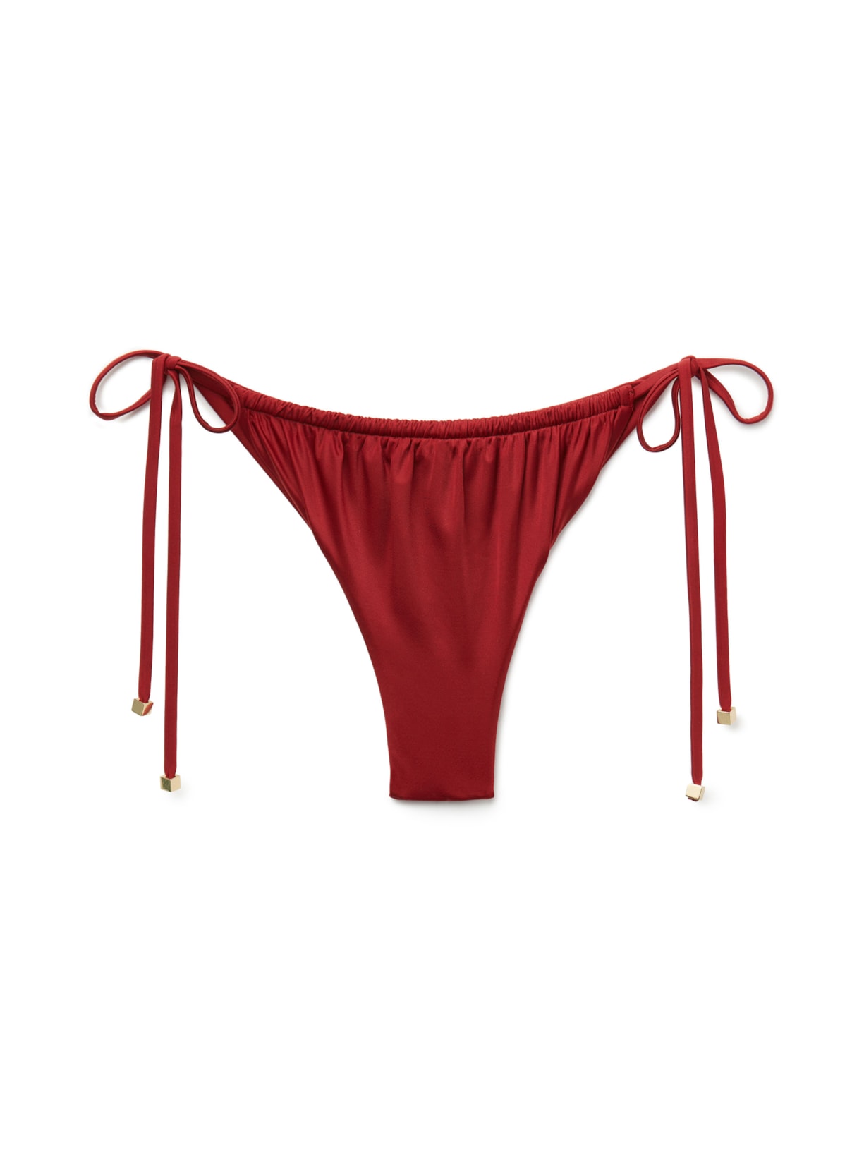 Calcinha De Biquíni Brasileira Com Amarração Shiny Satin - Vermelho