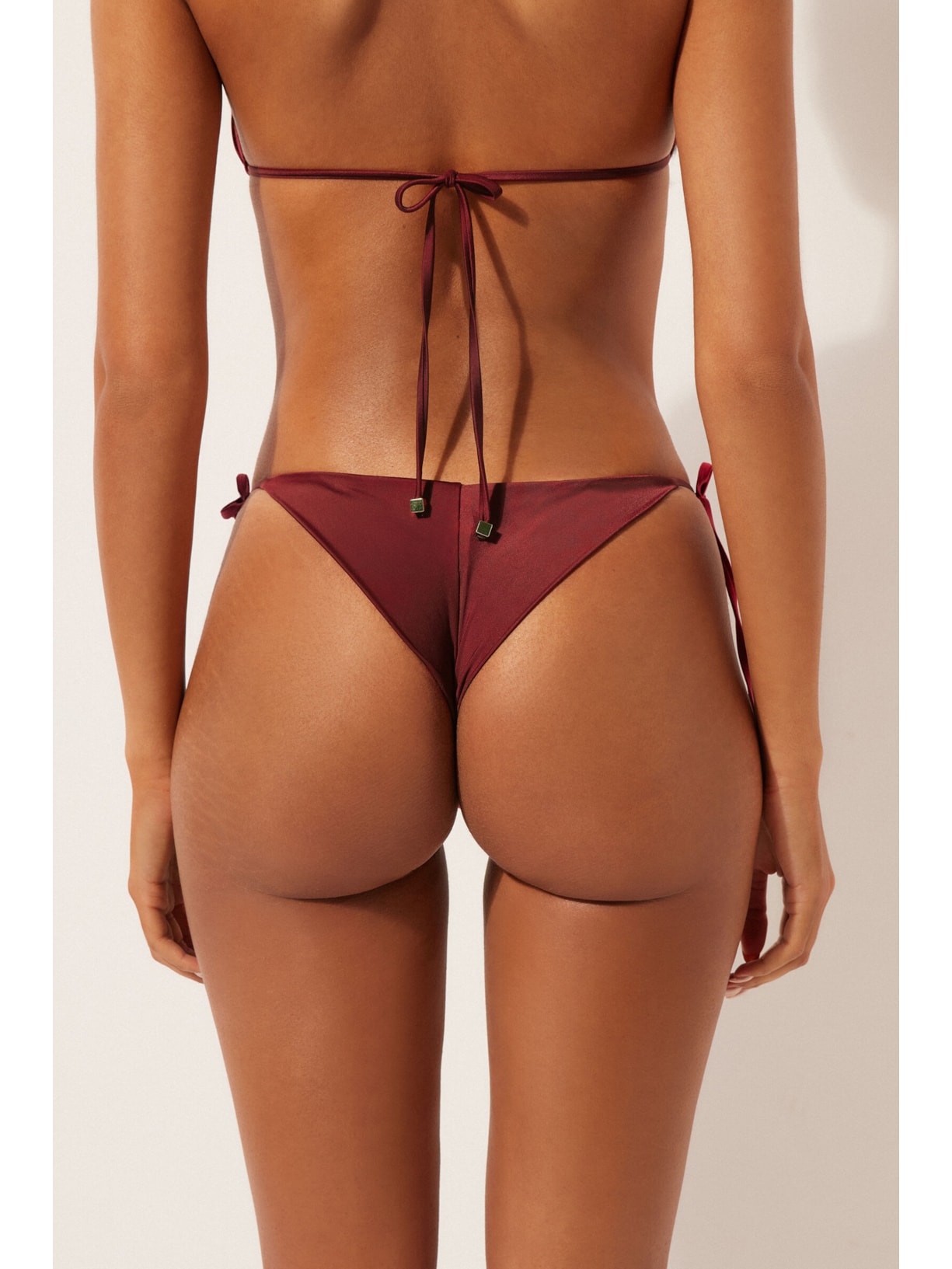 Calcinha De Biquíni Brasileira Com Amarração Shiny Satin Vermelho Calzedonia