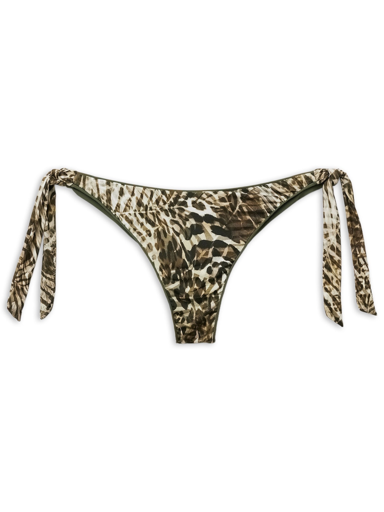 Calcinha De Biquíni Brasileira Com Amarração Tropical Animalier - Verde