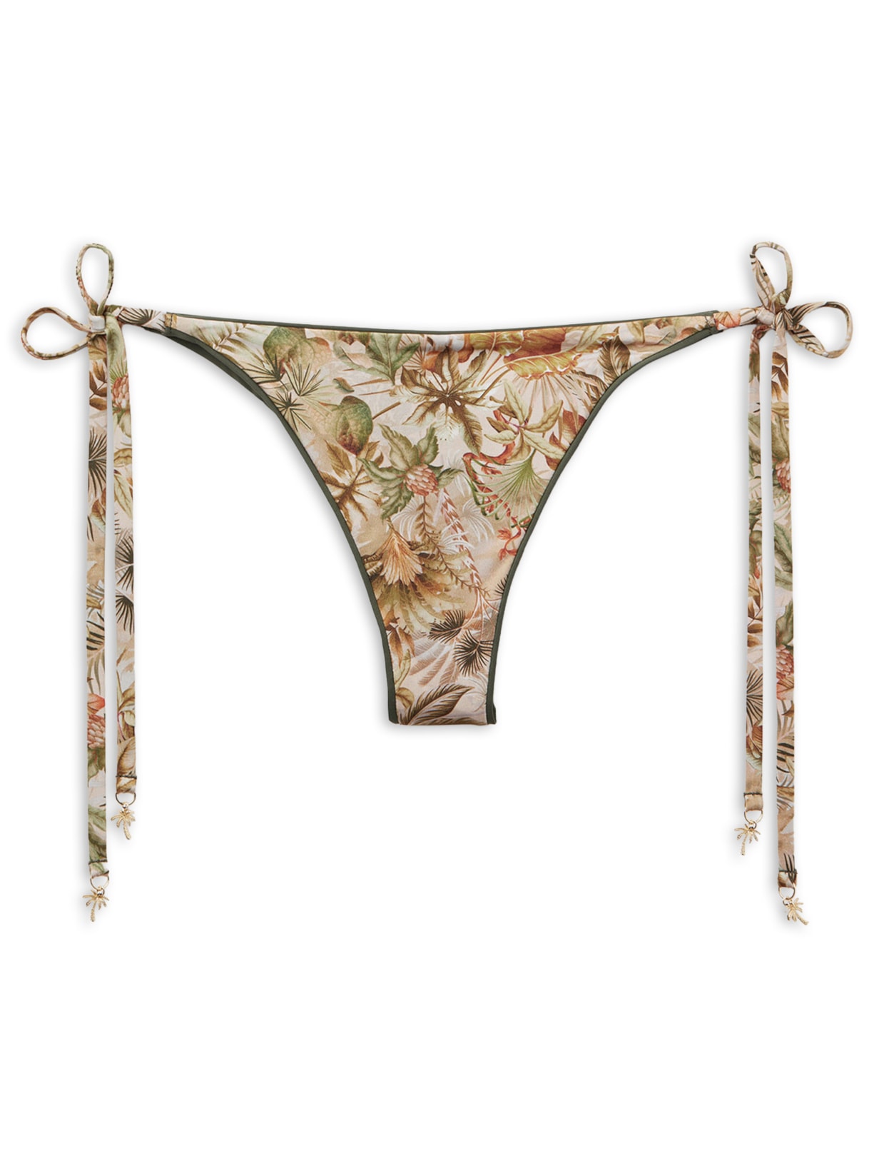 Calcinha De Biquíni Brasileira Com Amarração Tropical Foliage Verde Calzedonia