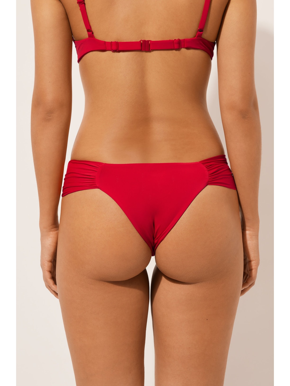 Calcinha De Biquíni Brasileira Com Drapeado Indonésia Vermelho Calzedonia