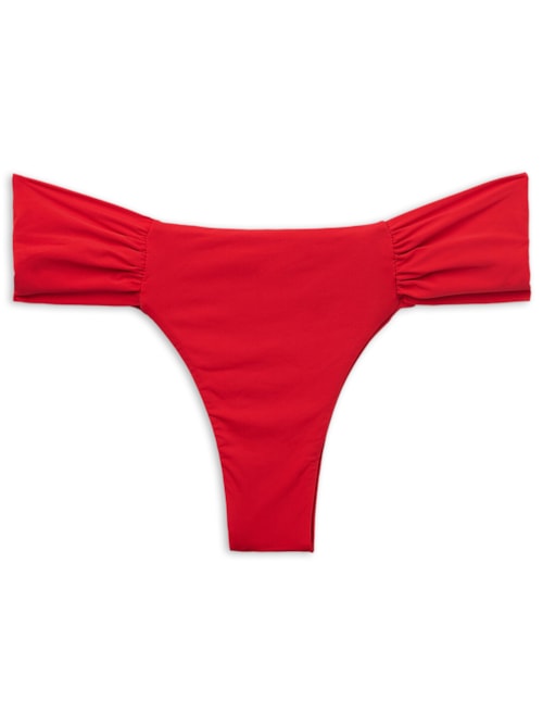 Calcinha De Biquíni Brasileira Com Drapeado Indonésia - Vermelho