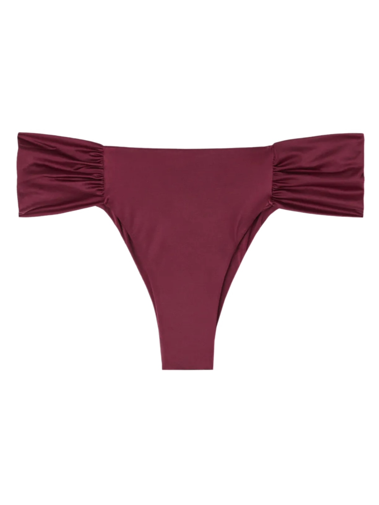 Calcinha De Biquíni Brasileira Com Drapeado Shiny Satin - Bordô