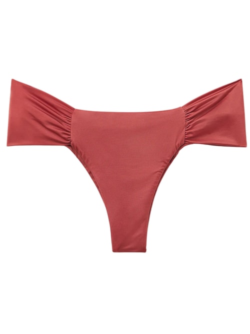 Calcinha De Biquíni Brasileira Com Drapeado Shiny Satin - Laranja