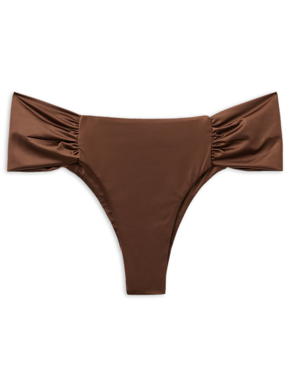 Calcinha De Biquíni Brasileira Com Drapeado Shiny Satin Marrom Calzedonia