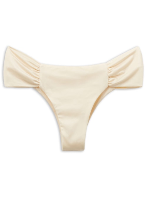 Calcinha De Biquíni Brasileira Com Drapeado Shiny Satin - Off-White