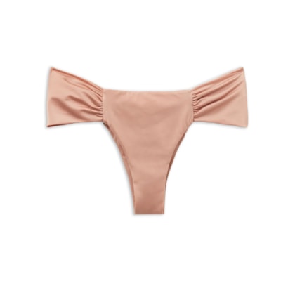 Calcinha De Biquíni Brasileira Com Drapeado Shiny Satin - Rosa