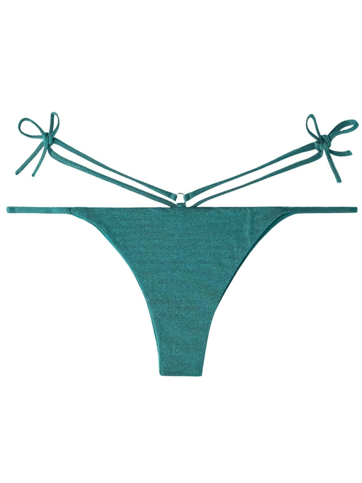 Calcinha De Biquíni Brasileira Com Tiras e Lamé Hollywood - Verde