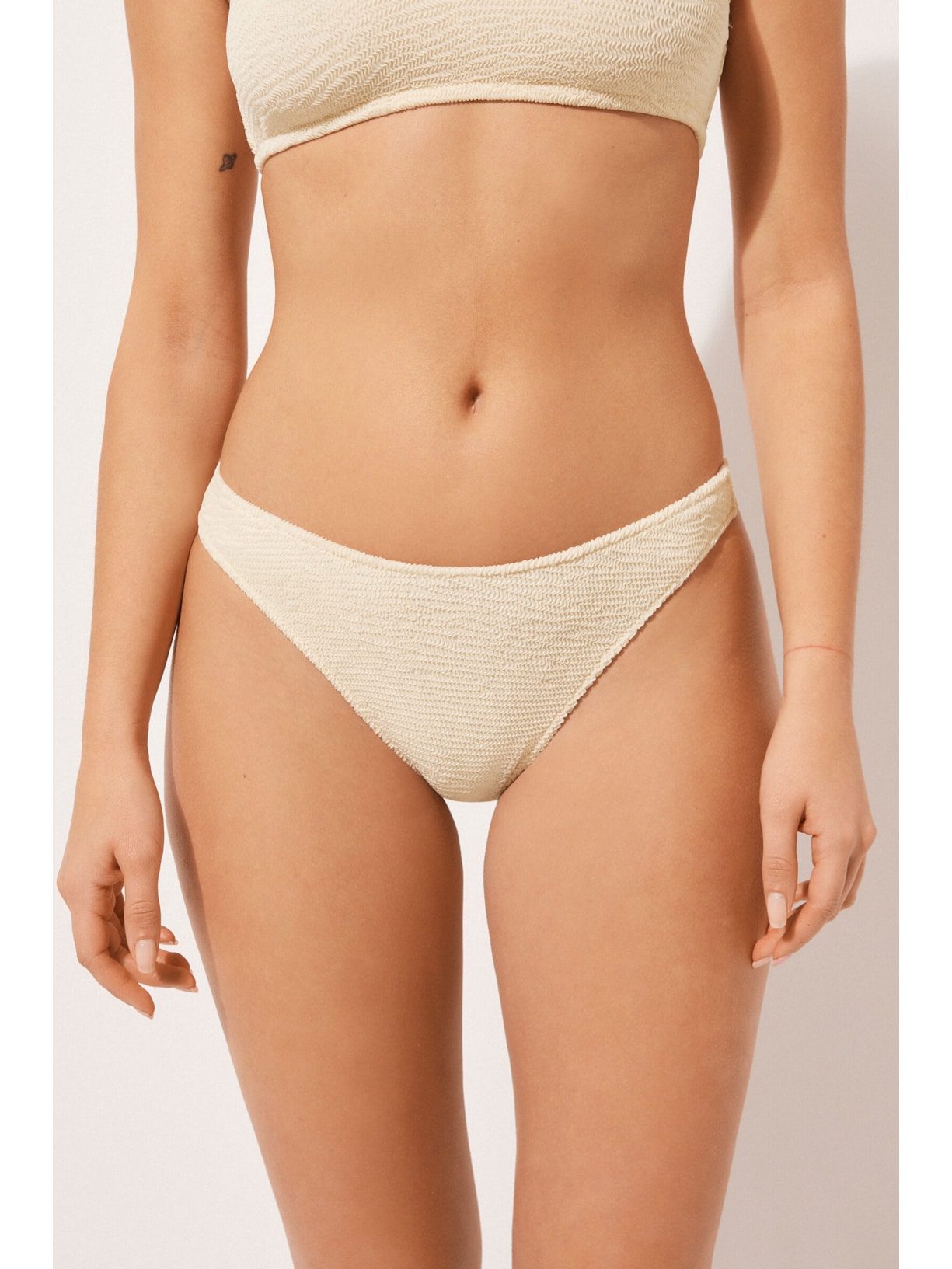 Calcinha De Biquíni Brasileira Crinkle Waves Branco Calzedonia