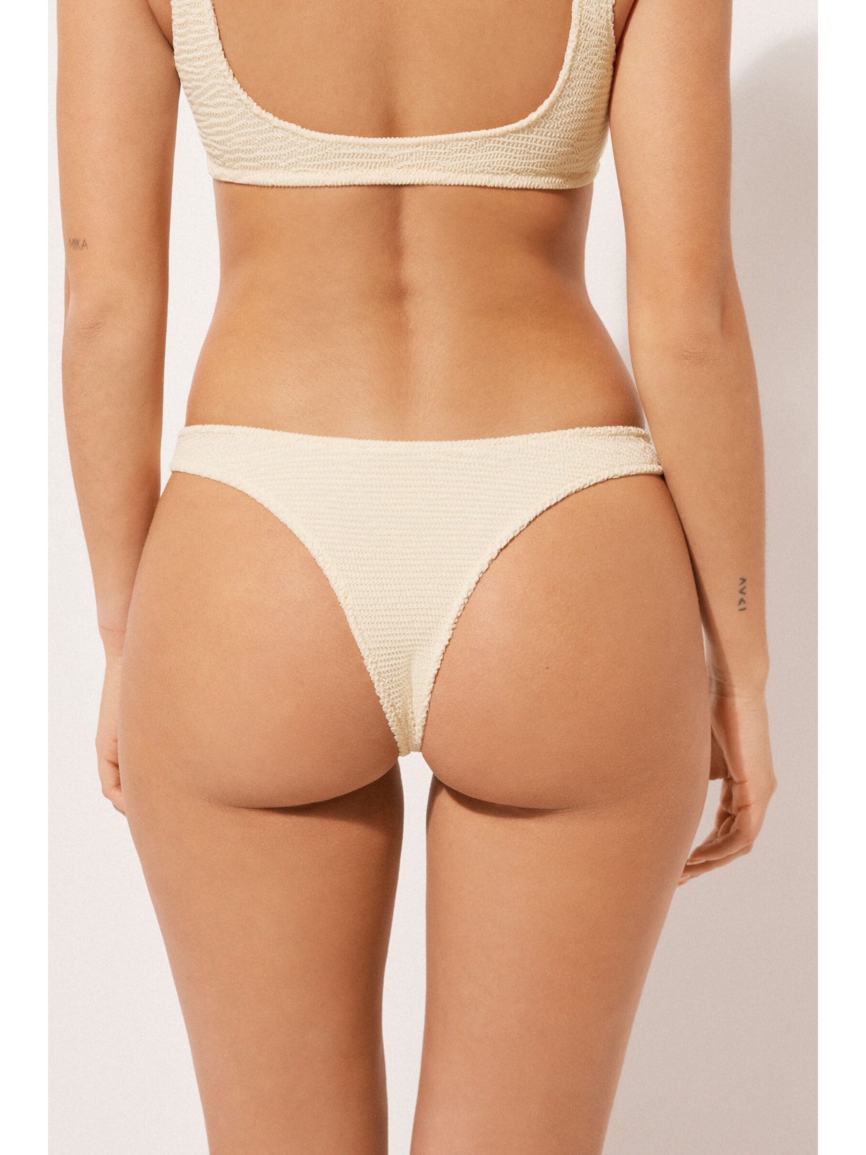 Calcinha De Biquíni Brasileira Crinkle Waves Branco Calzedonia