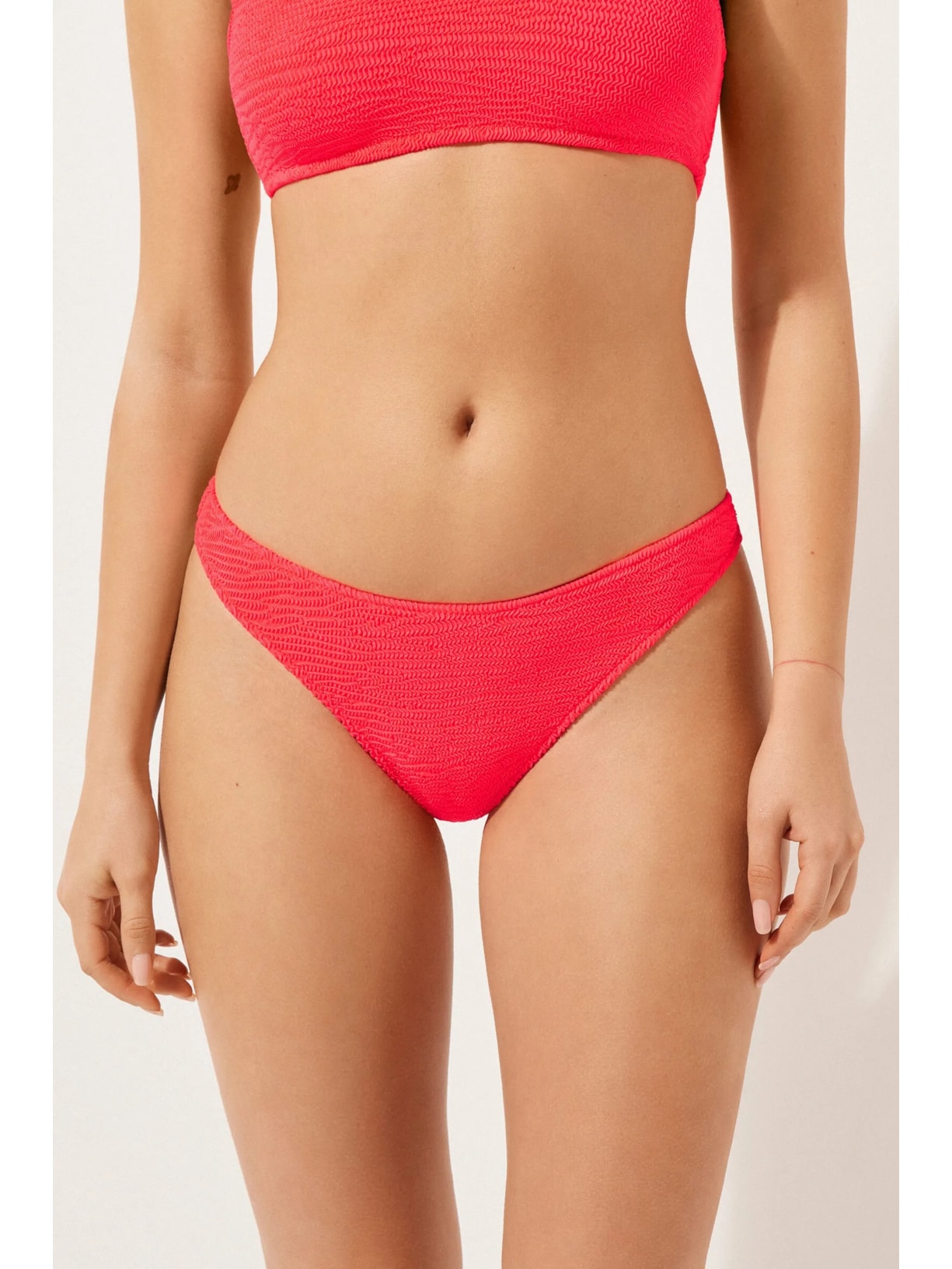 Calcinha De Biquíni Brasileira Crinkle Waves Rosa Calzedonia