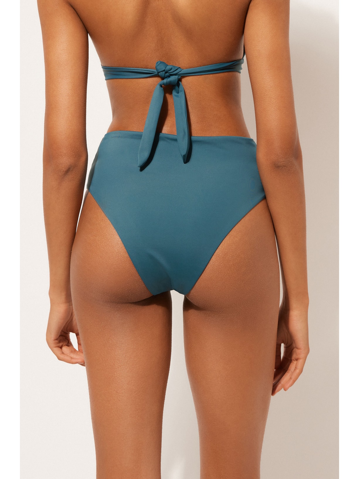 Calcinha De Biquíni Brasileira De Cintura Alta Scultura Azul Calzedonia
