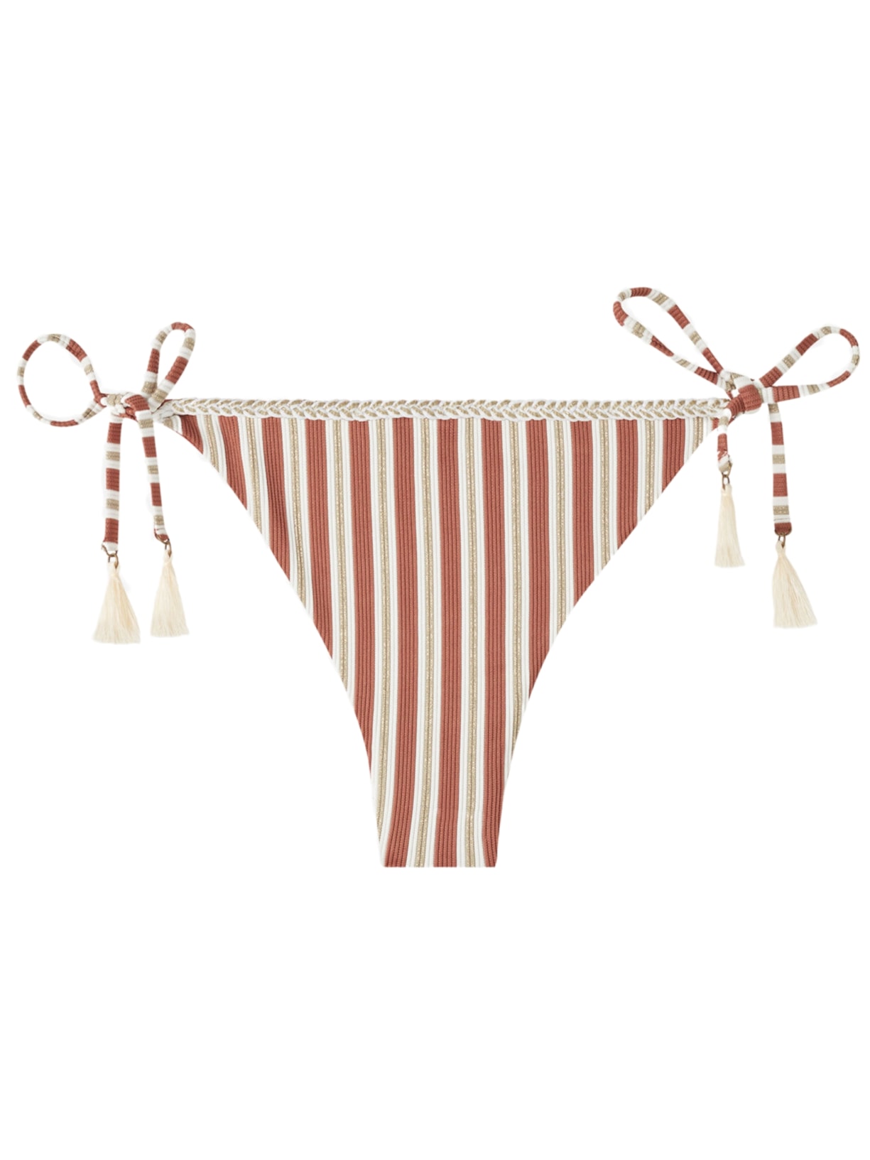 Calcinha De Biquíni Brasileira Listrada Com Laços Rodi - Marrom