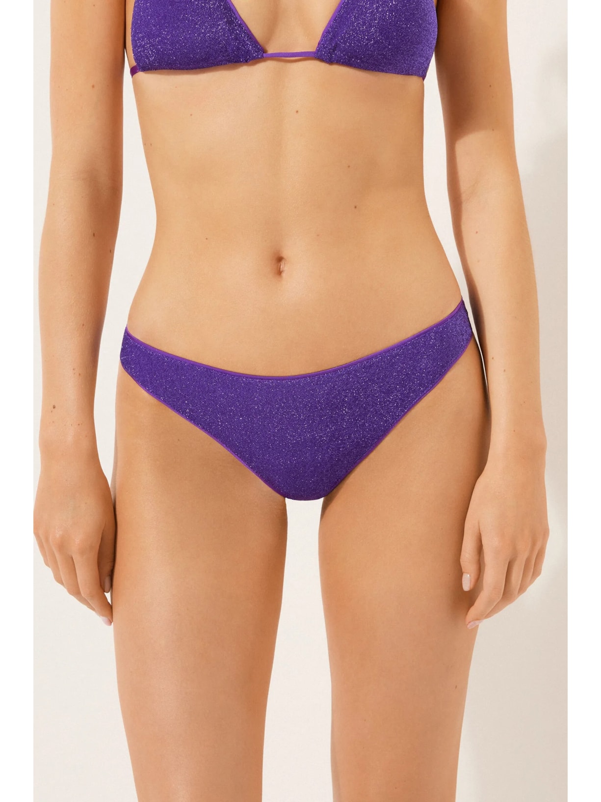 Calcinha De Biquíni Brasileira Metallic Glow Roxo Calzedonia