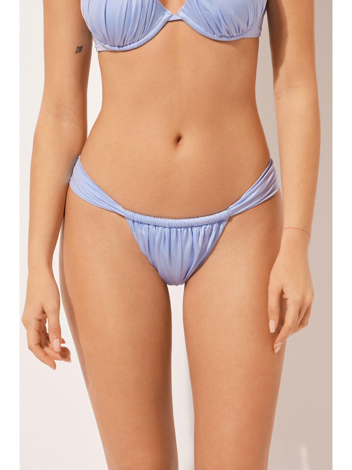 Calcinha De Biquíni Brasileira Shiny Satin Azul Calzedonia