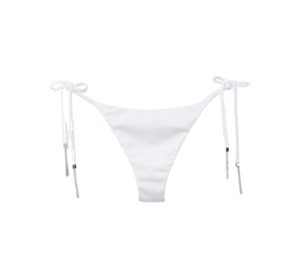 Calcinha De Biquíni Brasileira Silver Sparkle - Branco
