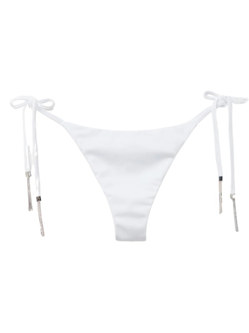 Calcinha De Biquíni Brasileira Silver Sparkle - Branco