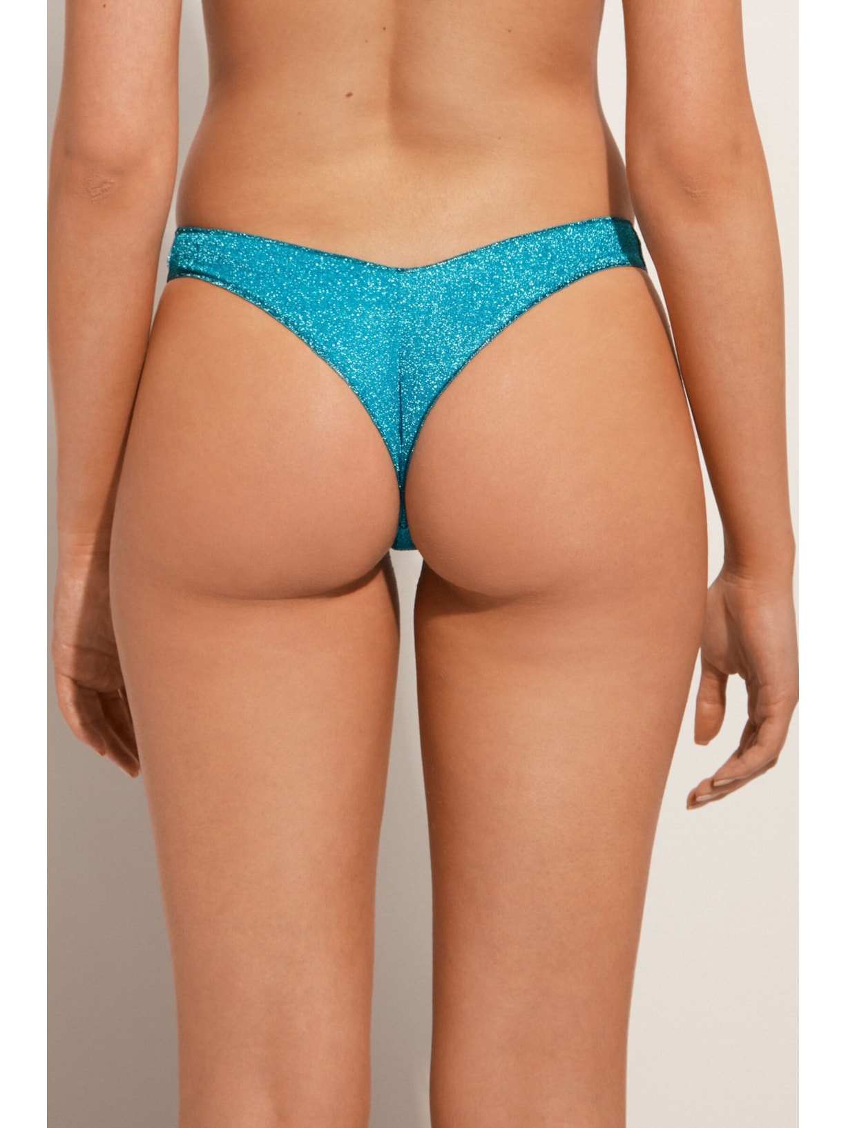 Calcinha De Biquíni Cavada Lamê Lisbona Azul Calzedonia