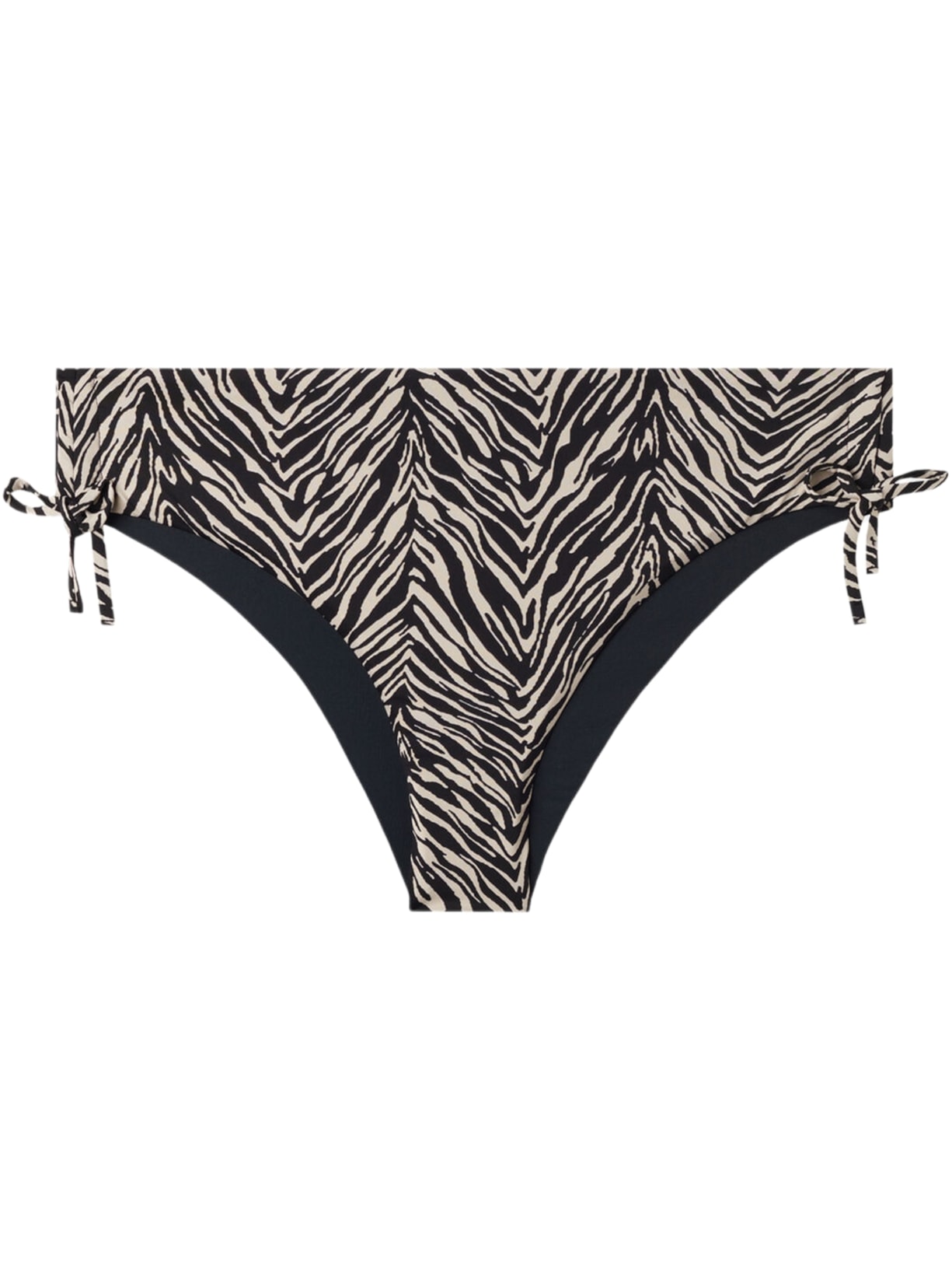Calcinha De Biquíni Cintura Alta Com Cordão Zebra Nairobi - Preto