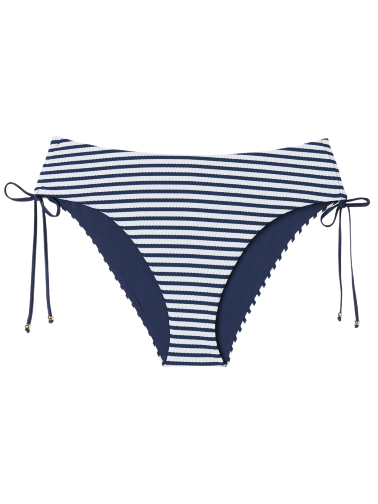 Calcinha De Biquíni Cintura Alta Nautical Stripes - Azul