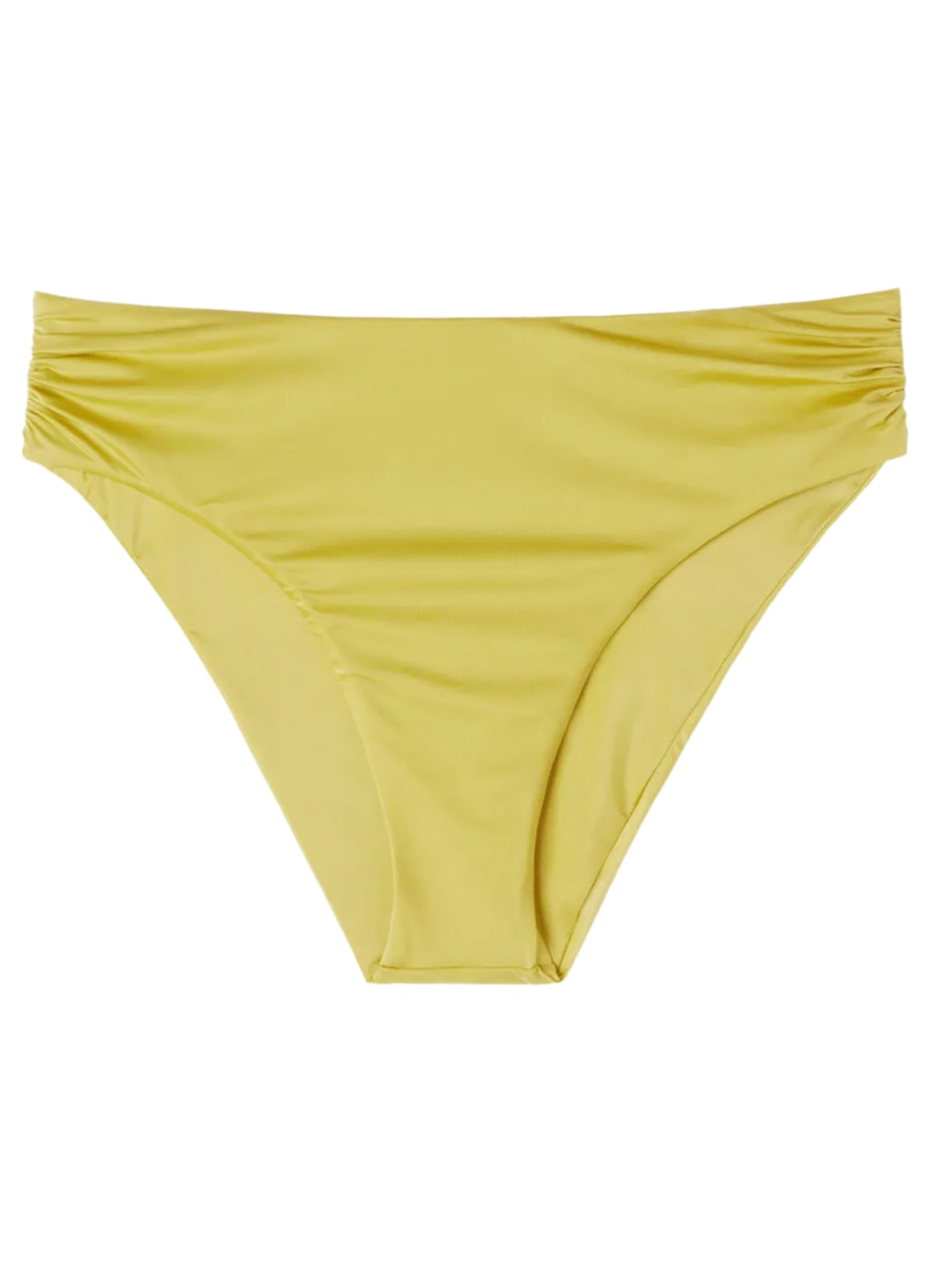 Calcinha De Biquíni Cintura Alta Shiny Satin - Amarelo