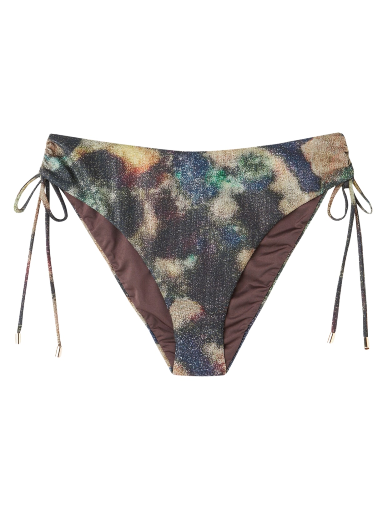 Calcinha De Biquíni Cintura Alta Sparkling Camouflage - Marrom