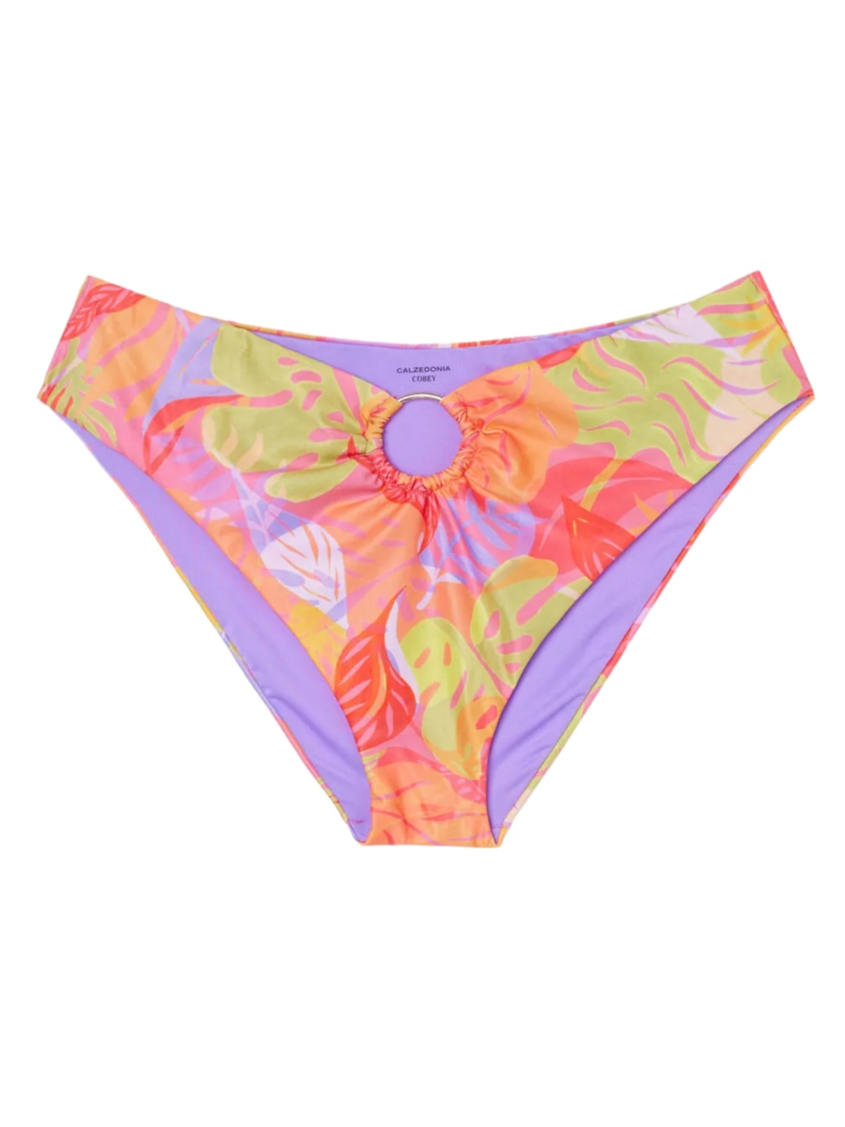 Calcinha De Biquíni Cintura Alta Tropical Pop - Laranja