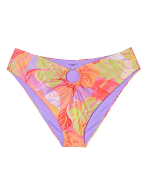 Calcinha De Biquíni Cintura Alta Tropical Pop - Laranja