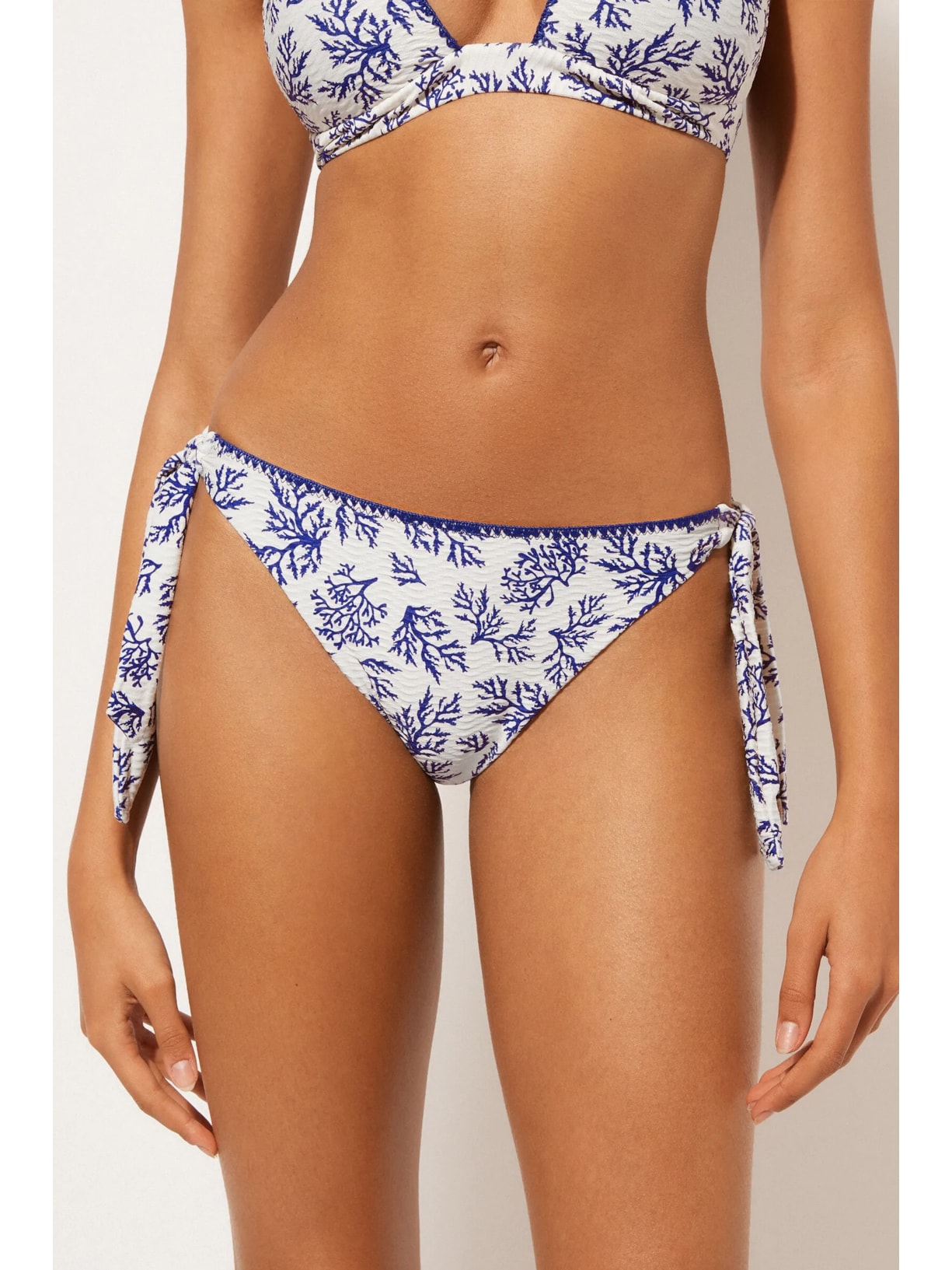 Calcinha De Biquíni Com Amarração Blue Corals Azul Calzedonia