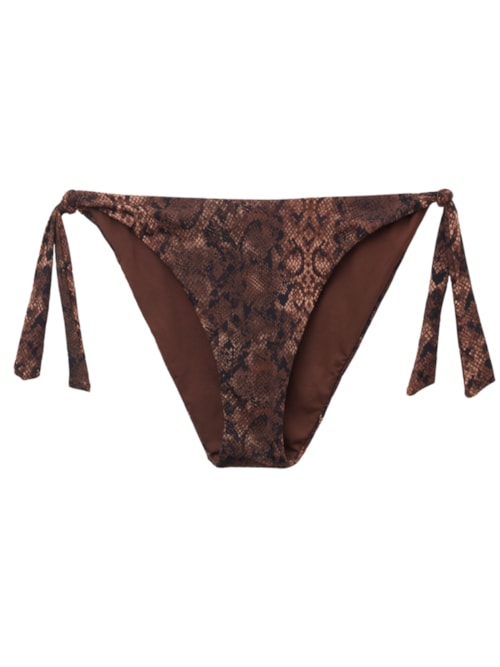 Calcinha De Biquíni Com Amarração Brown Snake - Marrom