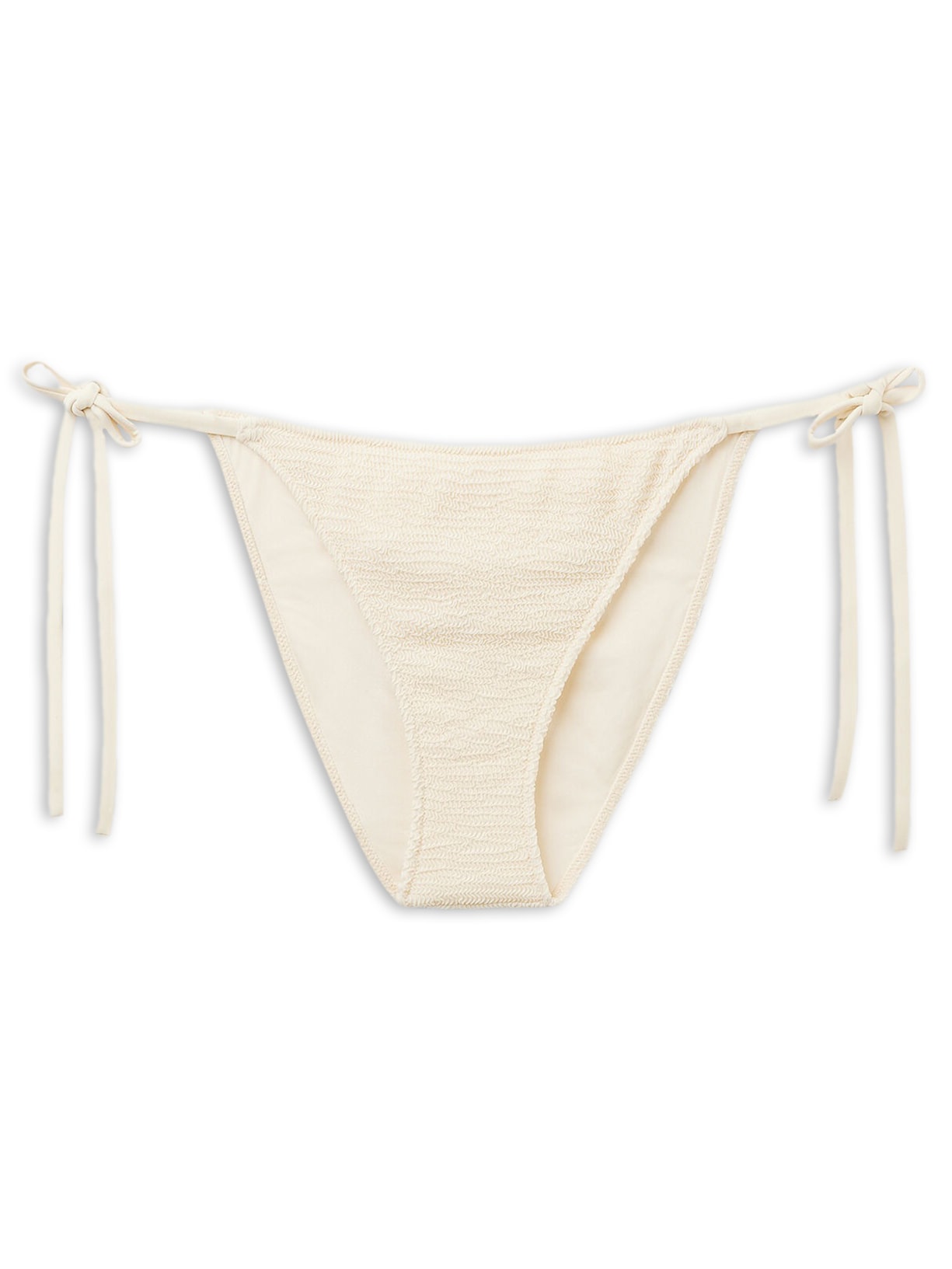Calcinha De Biquíni Com Amarração Crinkle Waves - Branco