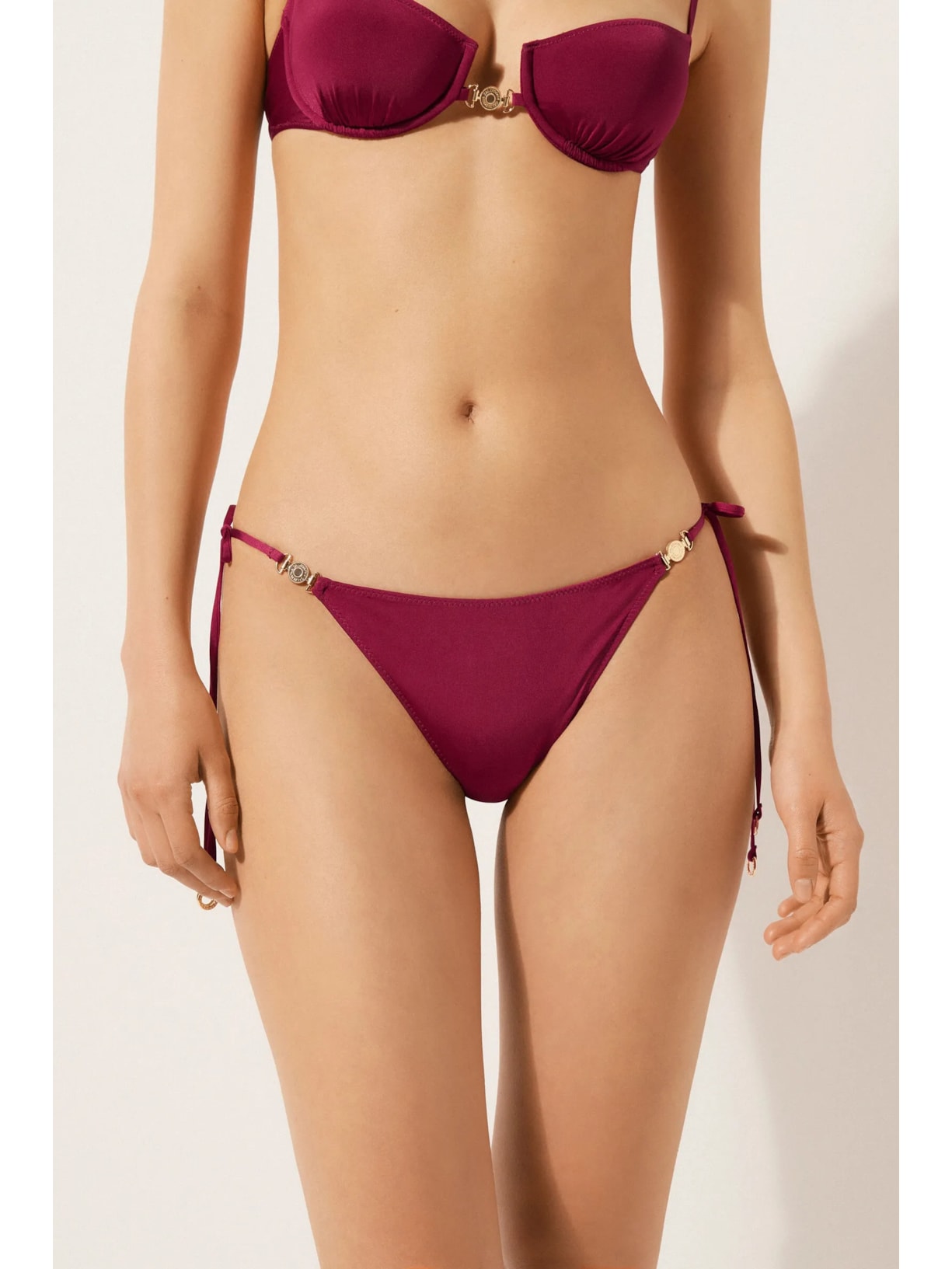 Calcinha De Biquíni Com Amarração Minimal Fit Bordô Calzedonia